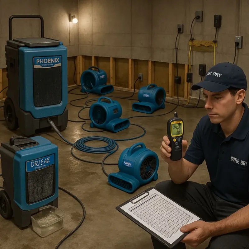 Structural Drying and Dehumidification process in Davidson County, NC